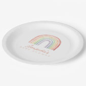 Schattigee Pastel Waterverf Regenboog Baby shower Papieren Bordje (Gekanteld)