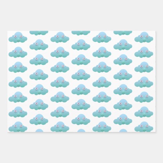 Schattigee pastelkleur bewolkt ontwerp inpakpapier vel (Voorkant)