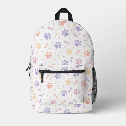 Schattigee pastelpootafdruk bedrukte rugzak (Voorkant)