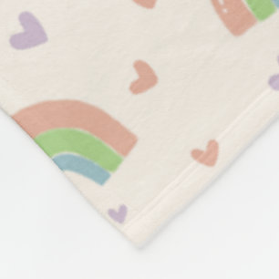 Schattigee pastelregenboog en hartenpatroon fleece deken