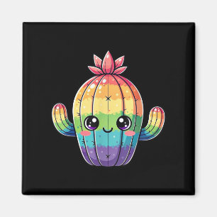 Schattigee Pastelregenboog Kawaii Cactus Magneet