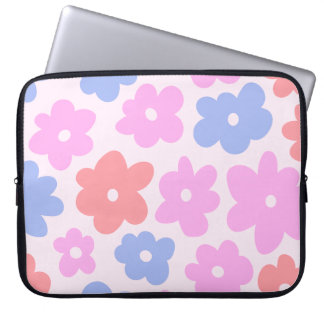 Schattigee Pastelroze HandDrawn Daisy Flowers Laptop Sleeve