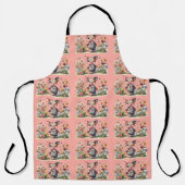 Schattigee patchwork biggetje in bloementuin schort (Voorkant)
