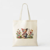 Schattigee patchwork biggetje in bloementuin tote bag (Achterkant)