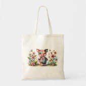 Schattigee patchwork biggetje in bloementuin tote bag (Voorkant)