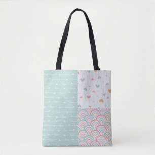 Schattigee Patchwork Liefde Harten Rainbows Canvas Draagtas