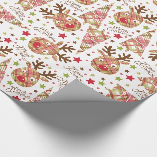 Schattigee Patchwork Vrolijk kerstfeest Cadeaupapier (Hoek)