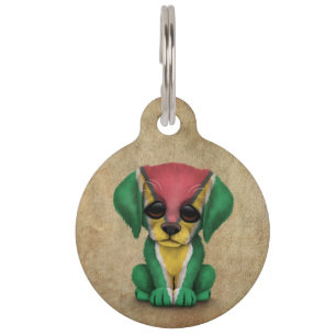 Schattigee patriottische Guyanese vlag puppy hond, Huisdierpenning