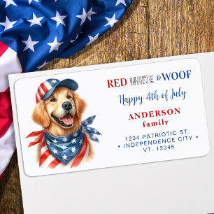 Schattigee Patriottische Hond 4 Juli Terugkeer Adr Etiket