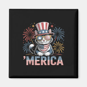 Schattigee Patriottische Kat 'Amerika 4 juli Memor Magneet