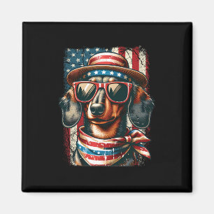 Schattigee Patriottische Teckel Hond Retro 4e van Magneet