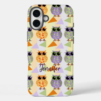 Schattigee Patroon Uilen Hoesje-Mate iPhone 16 hoe Plus Hoesje