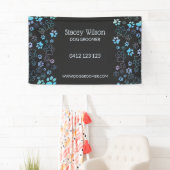 Schattigee Paw Print Pattern Pet Groomer Business Spandoek (Insitu)