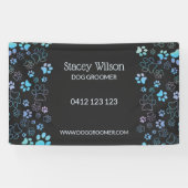 Schattigee Paw Print Pattern Pet Groomer Business Spandoek (Horizontaal)