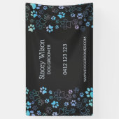 Schattigee Paw Print Pattern Pet Groomer Business Spandoek (Verticaal)