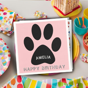 Schattigee Paw Print Roze Girly Verjaardagsfeestje Servet