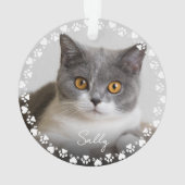 Schattigee Paw Prints en Harten Lijst Custom Pet F Ornament (achterkant)