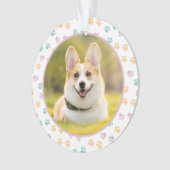 Schattigee Paw Prints Ronde Lijst Custom Pet Foto Ornament (voorkant)