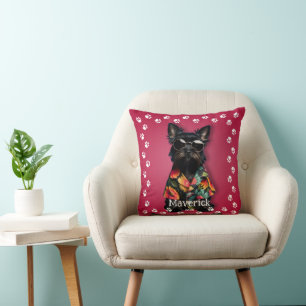 Schattigee Pawprint Rand Schnauzer Pet Kussen