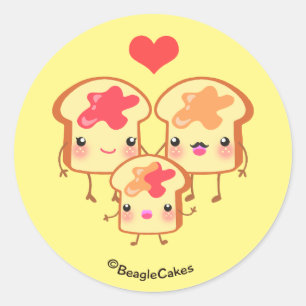 Schattigee PB & J Sandwich familie Sticker