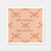Schattigee Peach Hearts en Tekst om uw bericht te Servet (Voorkant)