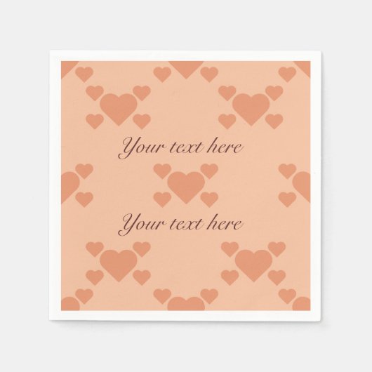 Schattigee Peach Hearts en Tekst om uw bericht te  Servet (Voorkant)