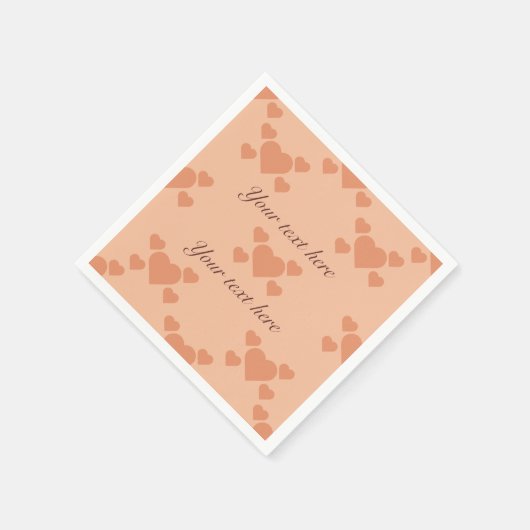 Schattigee Peach Hearts en Tekst om uw bericht te  Servet (Hoek)