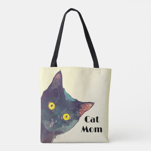 Schattigee Peeking Cat Design Canvas tas (Achterkant)