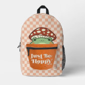 Schattigee Peeking Frog en Planter Gewoon Hoppy Bedrukte Rugzak (Voorkant)