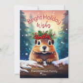 Schattigee Peeking Gopher Snowy Enchanted Forest Feestdagenkaart (Voorkant)