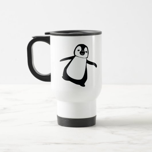 Schattigee Peeking Penguin Vakantie Gepersonalisee Reisbeker (Links)