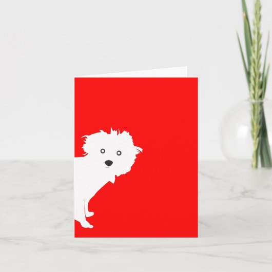 Schattigee Peeking Pup op Rood Kaart (Voorkant)