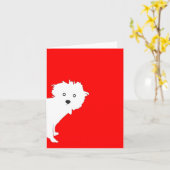 Schattigee Peeking Pup op Rood Kaart (Gele Bloem)