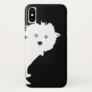 Schattigee Peeking Pup op zwart iPhone X Hoesje