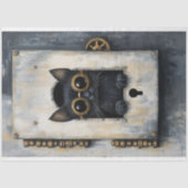 Schattigee Peeking Steampunk Black Kitten AP3 Deco Tissuepapier (Voorkant)