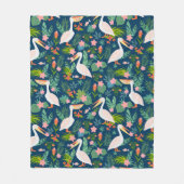 Schattigee pelikanen kleurrijke tropische bloemmot fleece deken (Voorkant)