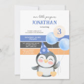 Schattigee Penguin Balloon Boy Verjaardag Kaart (Voorkant)