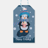 Schattigee Penguin Blue Holiday Gift Labels Cadeaulabel (Voorkant)