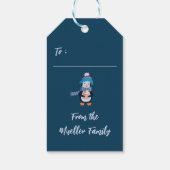 Schattigee Penguin Blue Holiday Gift Labels Cadeaulabel (Achterkant)