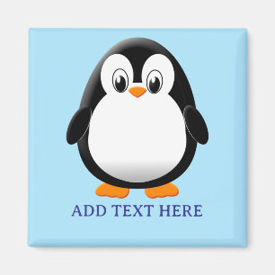 Schattigee Penguin Cartoon Custom Blue Magneet