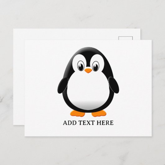 Schattigee Penguin Cartoon Custom Briefkaart (Voorkant / Achterkant)