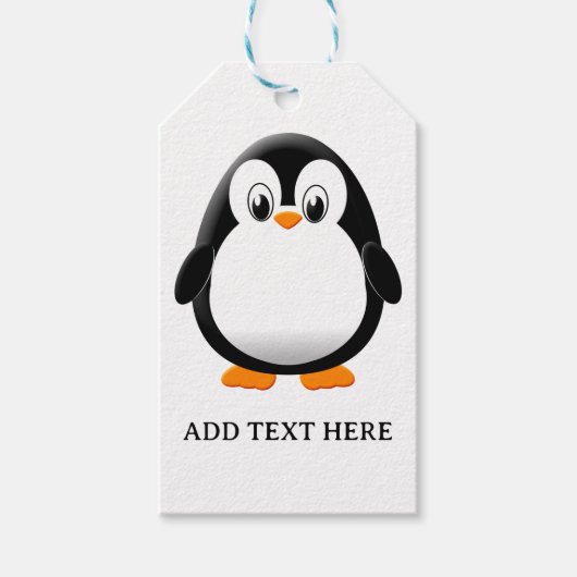 Schattigee Penguin Cartoon Custom Cadeaulabel (Voorkant)
