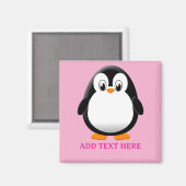 Schattigee Penguin Cartoon Custom Pink Magneet (Voorkant / Achterkant)