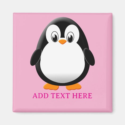 Schattigee Penguin Cartoon Custom Pink Magneet (Voorkant)