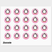 Schattigee Penguin Cartoon Custom Pink Ronde Sticker (Vel)