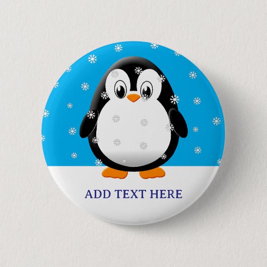 Schattigee Penguin Cartoon Sneeuwvlokken Custom Ronde Button 5,7 Cm (Voorkant)