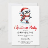 Schattigee Penguin Ice Skater Feestelijke Kerst Kaart (Voorkant)