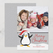 Schattigee Penguin Kerstmis Fotokaart Feestdagenkaart (Voorkant / Achterkant)