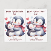 Schattigee Penguin Kind Valentijn Party Classroom  Briefkaart (Voorkant)