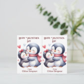 Schattigee Penguin Kind Valentijn Party Classroom  Briefkaart (Staand voorkant)